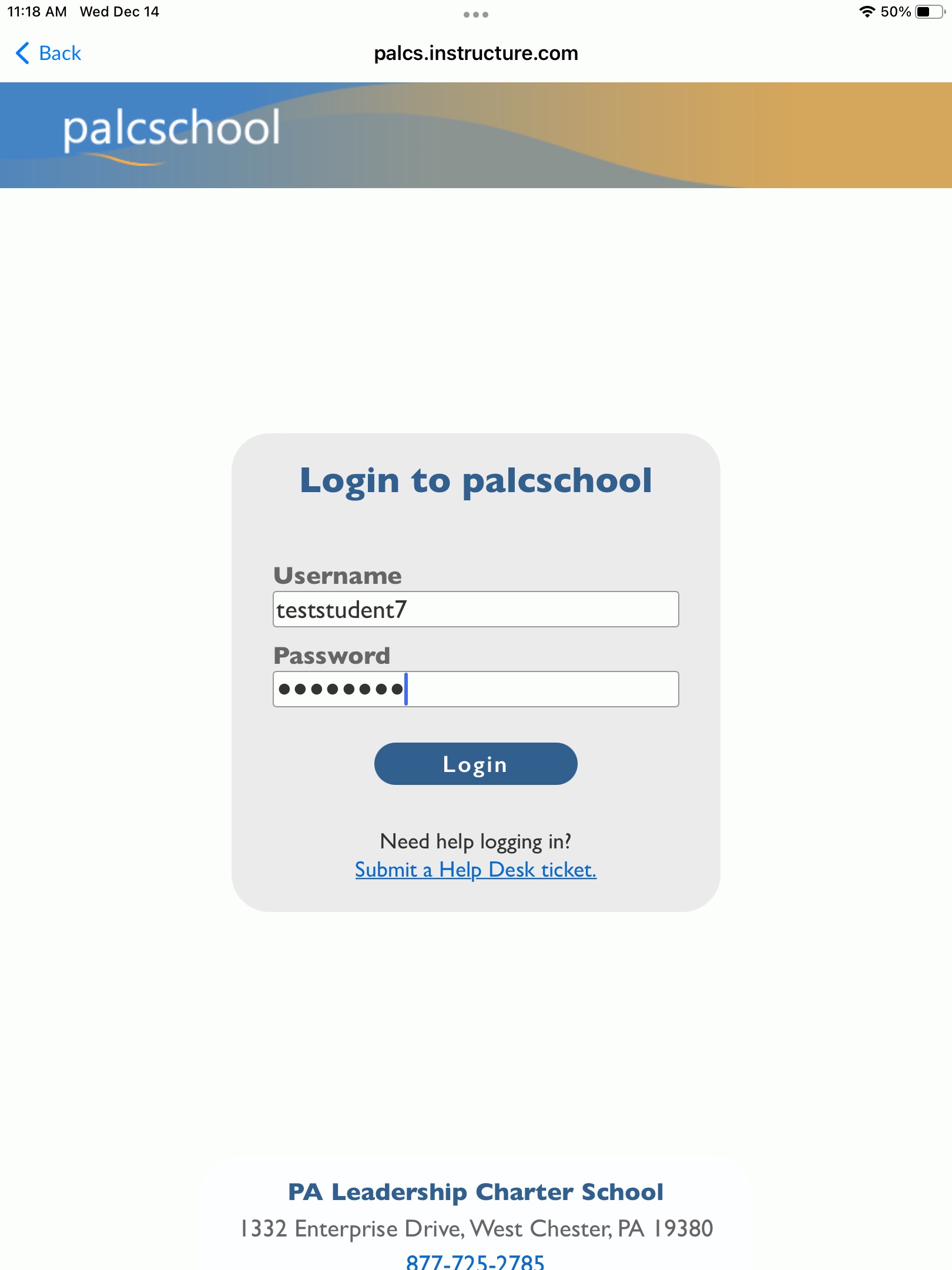 Signing into the Canvas App as a student PALCS HelpDesk